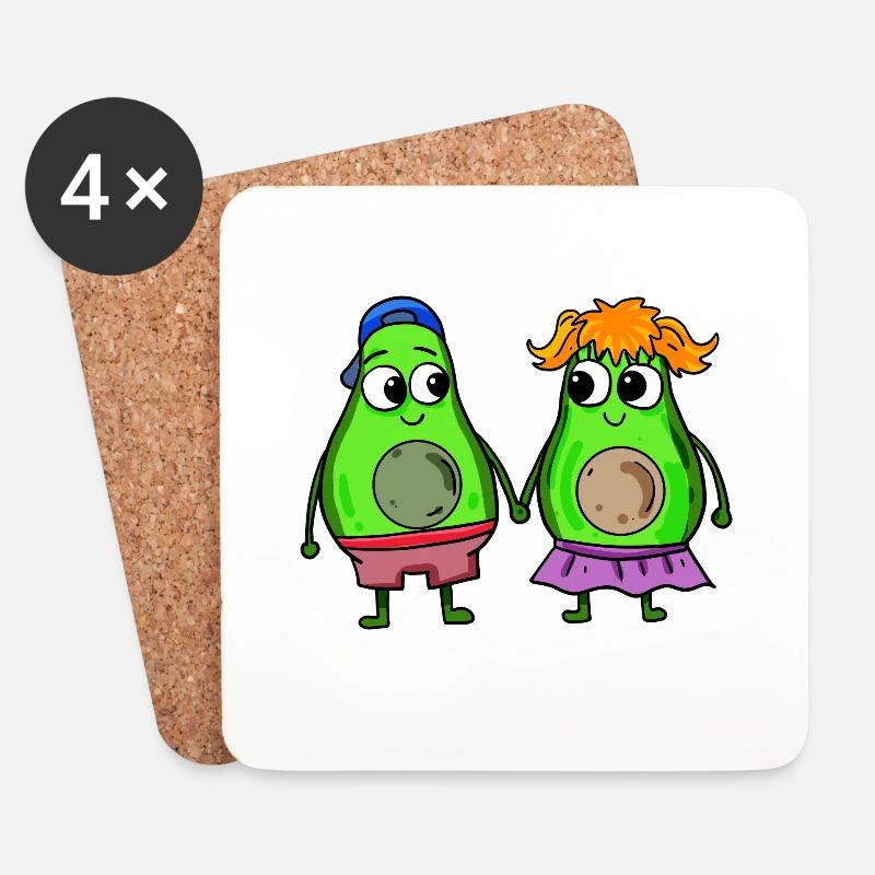 Avocado Paar - Untersetzer (4er-Set) - Weiß