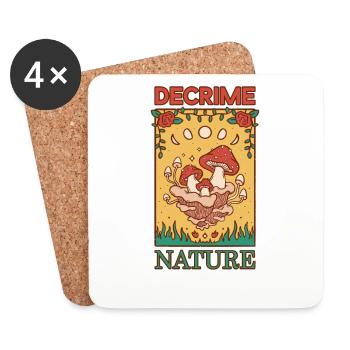 Decrime Nature Colorful Mushroom Moon - Coasters (set of 4) - white - Front