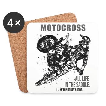 Motocross motorcycle coss motorcycles bikers - Coasters (set of 4) - white - Front