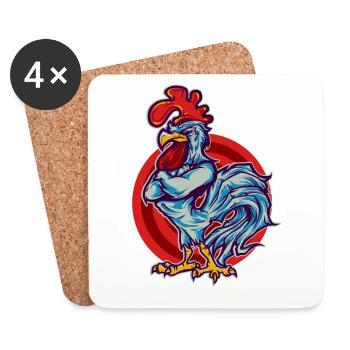 Rooster Hahn - Coasters (set of 4) - white - Front