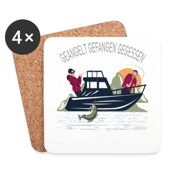 Angler Geangelt gefangen Gegessen Slogan - Untersetzer (4er-Set) - Weiß - Vorne