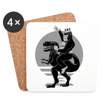 Roi Gorille Chevauchant Un T-Rex Comme Napoléon - Dessous de verre (lot de 4) - blanc - Devant