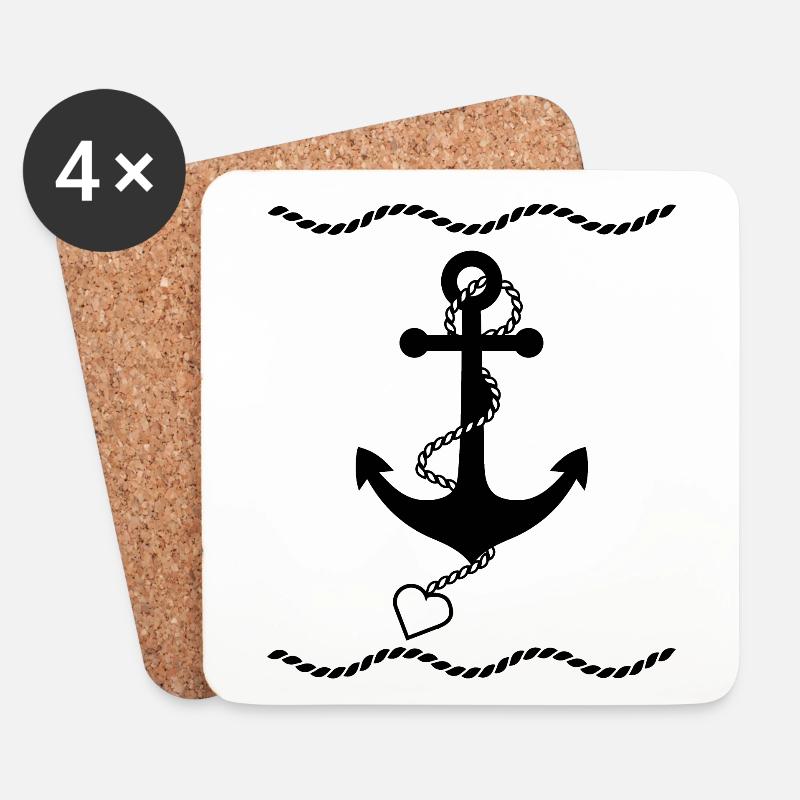 Anker Maritime Meer Segeln - Untersetzer (4er-Set) - Weiß