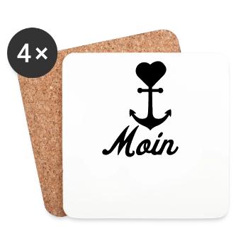 Moin Anker Maritime Meer Segeln - Untersetzer (4er-Set) - Weiß - Vorne