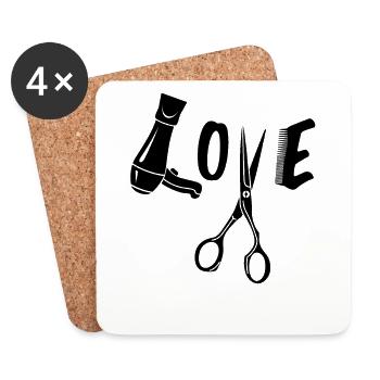 Friseur Friseurin - Untersetzer (4er-Set) - Weiß - Vorne
