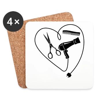Friseur Friseurin - Untersetzer (4er-Set) - Weiß - Vorne