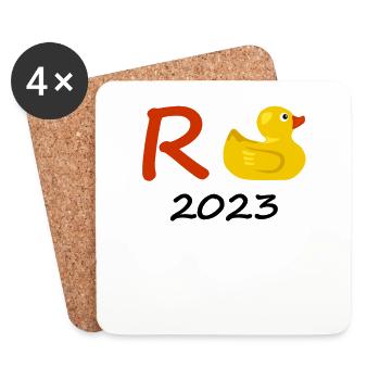 Rente Ente 2023 Pension Ruhestand Opa Oma Rentner - Untersetzer (4er-Set) - Weiß - Vorne