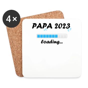 Papa 2023 Loading Paternity Dad Becoming a Father Fun - Coasters (set of 4) - white - Front