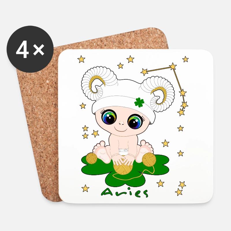 sternzeichen_aries - Dessous de verre (lot de 4) - blanc