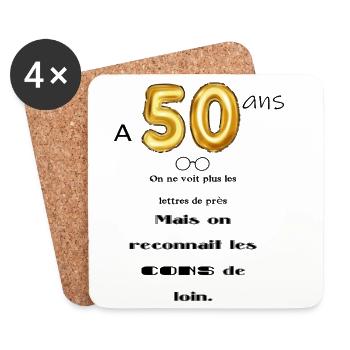50 ans - Dessous de verre (lot de 4) - blanc - Devant