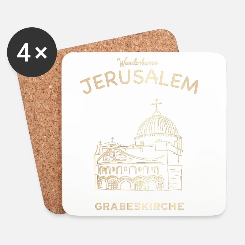 Wunderbares Jerusalem, Kirche vom Heiligen Grab - Untersetzer (4er-Set) - Weiß
