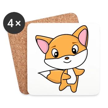 Renard - Dessous de verre (lot de 4) - blanc - Devant