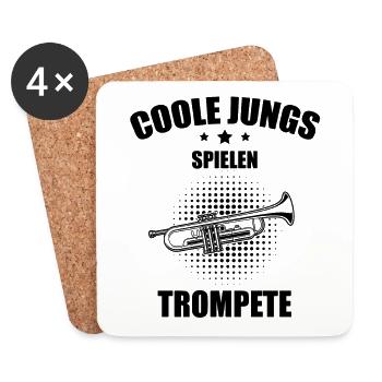 Trompete Trompetenspieler Trompeter - Untersetzer (4er-Set) - Weiß - Vorne