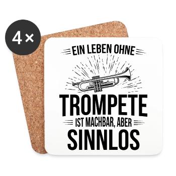 Trompete Trompetenspieler Trompeter - Untersetzer (4er-Set) - Weiß - Vorne