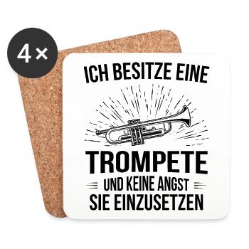 Trompete Trompetenspieler Trompeter - Untersetzer (4er-Set) - Weiß - Vorne