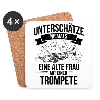 Trompete Trompetenspieler Trompeter - Untersetzer (4er-Set) - Weiß - Vorne