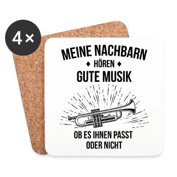 Trompete Trompetenspieler Trompeter - Untersetzer (4er-Set) - Weiß - Vorne