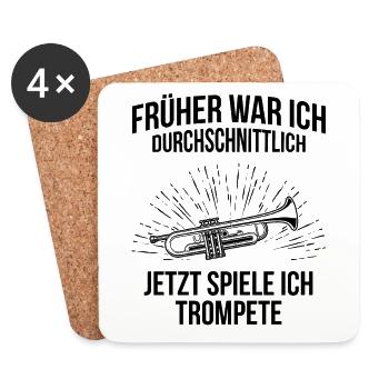 Trompete Trompetenspieler Trompeter - Untersetzer (4er-Set) - Weiß - Vorne