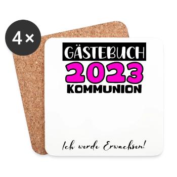 2023 Kommunion Gästebuch Mädchen Jungen Geschenk - Untersetzer (4er-Set) - Weiß - Vorne