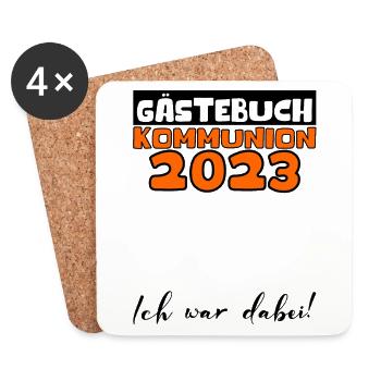 2023 Kommunion Gästebuch Mädchen Jungen Geschenk - Untersetzer (4er-Set) - Weiß - Vorne