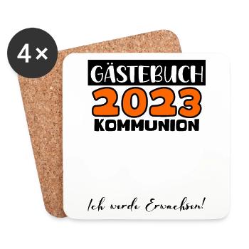 2023 Kommunion Gästebuch Mädchen Jungen Geschenk - Untersetzer (4er-Set) - Weiß - Vorne
