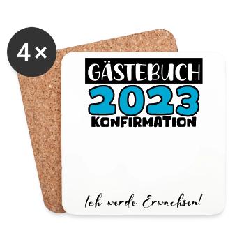 Konfirmation 2023 Gästebuch Mädchen Jungen Jugend - Untersetzer (4er-Set) - Weiß - Vorne