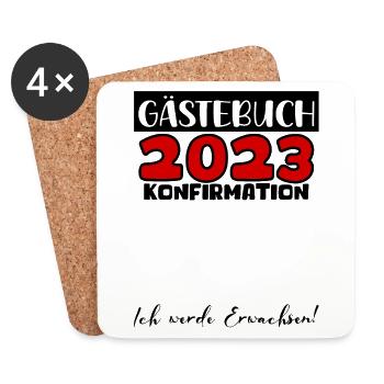 Konfirmation 2023 Gästebuch Mädchen Jungen Jugend - Untersetzer (4er-Set) - Weiß - Vorne