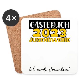 Jugendweihe 2023 Gästebuch Mädchen Jungen Fun Deko - Untersetzer (4er-Set) - Weiß - Vorne