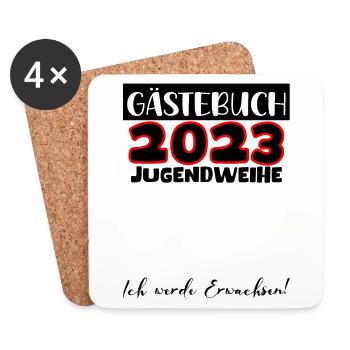 Jugendweihe 2023 Gästebuch Mädchen Jungen Fun Deko - Untersetzer (4er-Set) - Weiß - Vorne