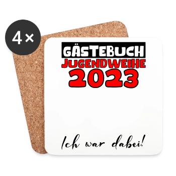 Jugendweihe 2023 Gästebuch Mädchen Jungen Fun Deko - Untersetzer (4er-Set) - Weiß - Vorne