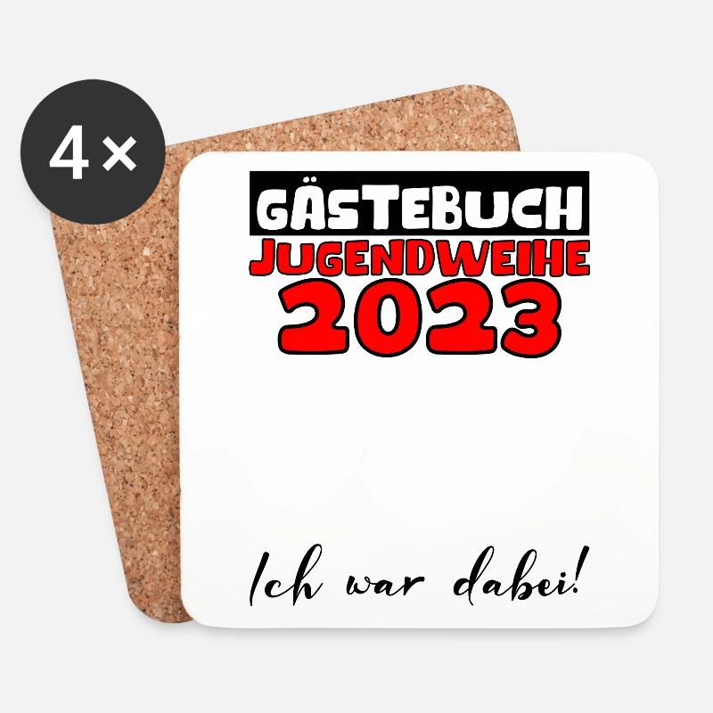 Jugendweihe 2023 Gästebuch Mädchen Jungen Fun Deko - Untersetzer (4er-Set) - Weiß