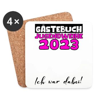 Jugendweihe 2023 Gästebuch Mädchen Jungen Fun Deko - Untersetzer (4er-Set) - Weiß - Vorne