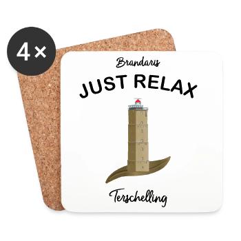 Terschelling, Just Relax , Niederländische Nordsee - Untersetzer (4er-Set) - Weiß - Vorne