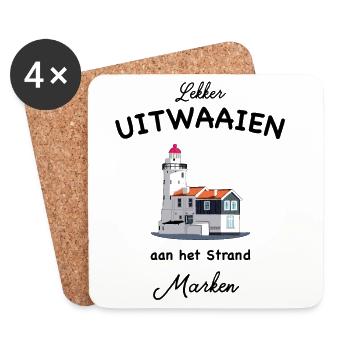 Marken, Niederlande, Entspannen Strandspaziergang - Untersetzer (4er-Set) - Weiß - Vorne