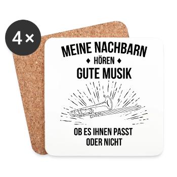 Posaune Posaunenspieler Posaunist - Untersetzer (4er-Set) - Weiß - Vorne