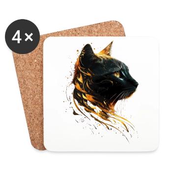 Katzen Motiv Kunst Cat Design Hauskatze Miau Katze - Untersetzer (4er-Set) - Weiß - Vorne