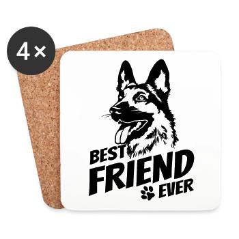 Berger allemand - meilleur ami - propriétaire de chien - Dessous de verre (lot de 4) - blanc - Devant