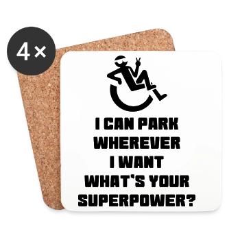 Ich kann als Rollstuhlfahrer überall parken # - Untersetzer (4er-Set) - Weiß - Vorne