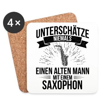 Saxophon Saxophonspieler Saxophonist - Untersetzer (4er-Set) - Weiß - Vorne