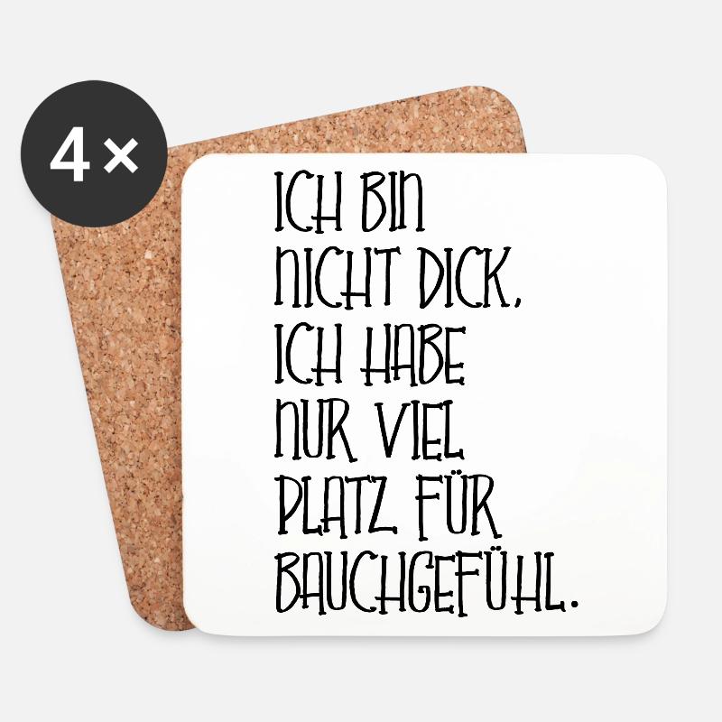 Lustiger Spruch Mollig Sein Damen Herren Geschenk - Untersetzer (4er-Set) - Weiß