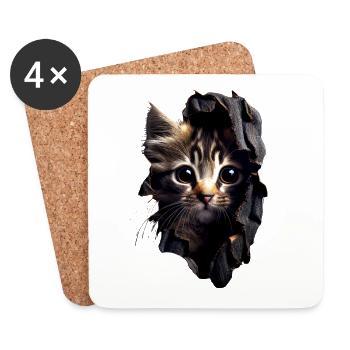 Cat Motif Art Cat Design Domestic Cat Meow Cat - Coasters (set of 4) - white - Front
