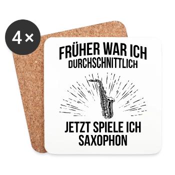 Saxophon Saxophonspieler Saxophonist - Untersetzer (4er-Set) - Weiß - Vorne