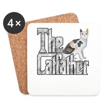 Cat Dad The Catfather Crazy Cat Father Kitty Daddy - Dessous de verre (lot de 4) - blanc - Devant