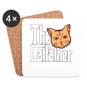 Cat Dad The Catfather Crazy Cat Father Kitty Daddy - Dessous de verre (lot de 4) - blanc - Devant