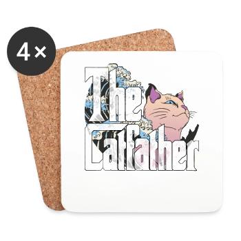 Cat Dad The Catfather Crazy Cat Father Kitty Daddy - Coasters (set of 4) - white - Front