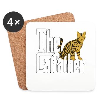 Cat Dad The Catfather Crazy Cat Father Kitty Daddy - Dessous de verre (lot de 4) - blanc - Devant