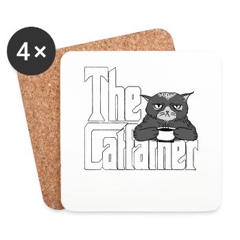 Cat Dad The Catfather Crazy Cat Father Kitty Daddy - Dessous de verre (lot de 4) - blanc - Devant