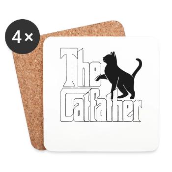 Cat Dad The Catfather Crazy Cat Father Kitty Daddy - Dessous de verre (lot de 4) - blanc - Devant