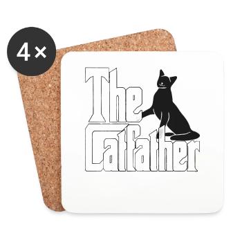 Cat Dad The Catfather Crazy Cat Father Kitty Daddy - Dessous de verre (lot de 4) - blanc - Devant