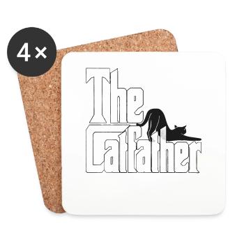 Cat Dad The Catfather Crazy Cat Father Kitty Daddy - Dessous de verre (lot de 4) - blanc - Devant